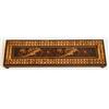 Image 1 : A Tunbridgeware Cribbage Board, with foliate central panel on bun feet  See illustration £40 60...