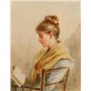 Image 1 : J*** S*** (?), a lady in a chair, reading, watercolour, monogrammed and indistinctly dated 188(?)...