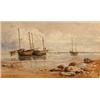 Image 1 : David Cox Junior, boats on the coast near Hastings, watercolour, signed and dated 1861, 13 x 23.5...