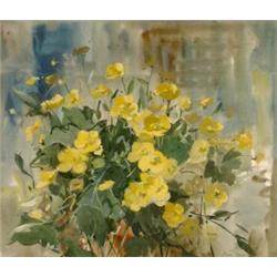 Ann Yates, buttercups, watercolour, signed, inscribed on a label, 34 x 40 cm  See illustration £1...