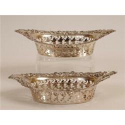 A Pair of Silver Bonbon Dishes, of navette shape, with pierced sides, Sheffield 1904  See illustr...