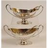 Image 1 : A Pair of Victorian Silver Two Handled Salts, with reeded lower bodies, and a pair of spoons, Lon...