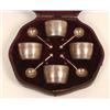 Image 1 : A Set of Four Victorian Silver Barrel Shaped Salts, with spoons, London 1880, cased  See illustra...
