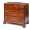 Image 1 : A George III Oak Chest, having two short and three long drawers, on bracket feet  See illustratio...