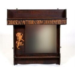 An Early 20th Century Liberty Oak Overmantle, stenciled "Choose An Author As You Choose A Friend"...