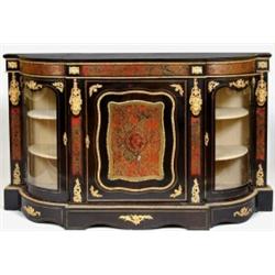 A Late 19th Century Boulle Credenza, with gilt metal mounts, having a central panel door flanked...