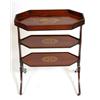 Image 1 : A Late Victorian Three Tier Mahogany Étagère, inlaid with a figure, cornucopia, bell flowers and...