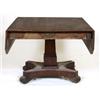 A William IV Rosewood Sofa Table, with a bead edging, frieze drawer, tapering square column and c...