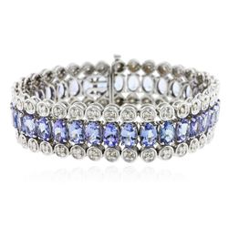10KT White Gold 20.84 ctw Tanzanite and Diamond Bracelet