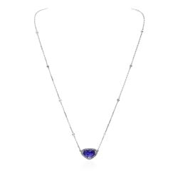 14KT White Gold 5.52 ctw Tanzanite and Diamond Necklace