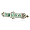 Image 2 : 18KT White Gold 1.30 ctw Emerald and Diamond Brooch