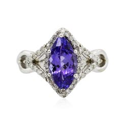 14KT White Gold 2.28 ctw Tanzanite and Diamond Ring