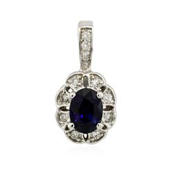 14KT White Gold 1.09 ctw Sapphire and Diamond Pendant