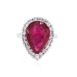 14KT White Gold 5.88 ctw Ruby and Diamond Ring