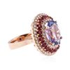 Image 2 : 14KT Rose Gold 6.61 ctw Tanzanite, Ruby and Diamond Ring