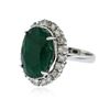 Image 2 : 14KT White Gold 11.46 ctw Emerald and Diamond Ring