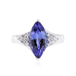 14KT White Gold 3.09 ctw Tanzanite and Diamond Ring