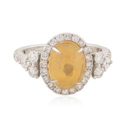 14KT White Gold 2.59 ctw Opal and Diamond Ring