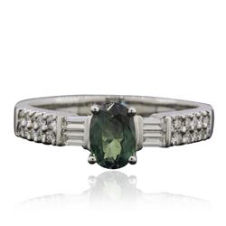 18KT White Gold 0.76 ctw Alexandrite and Diamond Ring