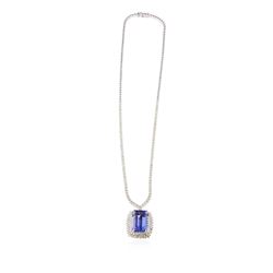 18KT White Gold 14.31 ctw Tanzanite and Diamond Necklace