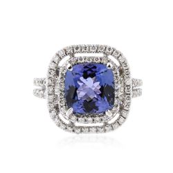 14KT White Gold 3.98 ctw Tanzanite and Diamond Ring