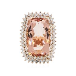 14KT Rose Gold 24.92 ctw Morganite and Diamond Ring