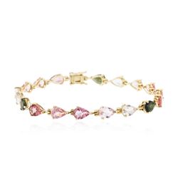 14KT Yellow Gold 10.61 ctw Multicolor Tourmaline Bracelet