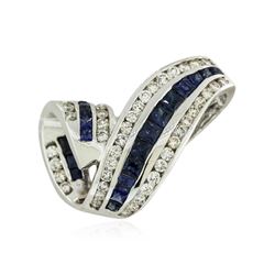 14KT White Gold 2.52 ctw Sapphire and Diamond Pendant