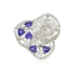 14KT White Gold 1.60 ctw Tanzanite and Diamond Ring