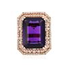 Image 1 : 14KT Rose Gold 14.36 ctw Amethyst and Diamond Ring