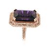 Image 3 : 14KT Rose Gold 14.36 ctw Amethyst and Diamond Ring