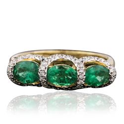 14KT Yellow Gold 1.24 ctw Emerald and Diamond Ring