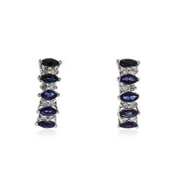 14KT White Gold 1.00 ctw Sapphire and Diamond Earrings