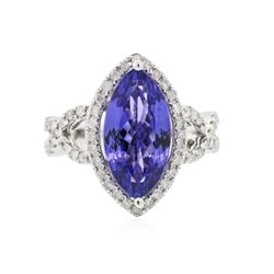 14KT White Gold 3.88 ctw Tanzanite and Diamond Ring