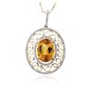 Image 2 : 14KT Two-Tone Gold 6.97 ctw Citrine and Diamond Pendant with Chain