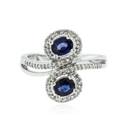 14KT White Gold 0.92 ctw Sapphire and Diamond Ring