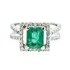 Image 1 : 18KT White Gold 2.29 ctw Emerald and Diamond Ring