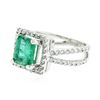 Image 2 : 18KT White Gold 2.29 ctw Emerald and Diamond Ring