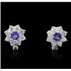 Image 1 : 14KT White Gold 1.08 ctw Tanzanite and Diamond Earrings