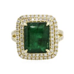 14KT Yellow Gold 5.44 ctw Emerald and Diamond Ring