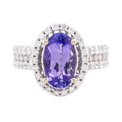 14KT White Gold 2.51 ctw Tanzanite and Diamond Ring