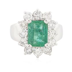 14KT White Gold 2.22 ctw Emerald and Diamond Ring