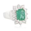 Image 2 : 14KT White Gold 2.22 ctw Emerald and Diamond Ring