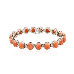 14KT White Gold 16.91 ctw Coral and Diamond Bracelet