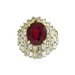 14KT Yellow Gold 6.78 ctw Ruby and Diamond Ring