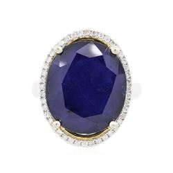 14KT Two-Tone Gold 13.11 ctw Sapphire and Diamond Ring