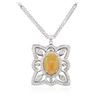 Image 2 : 18KT White Gold 4.33 ctw Fire Opal and Diamond Pendant With Chain