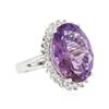 Image 2 : 14KT White Gold 10.33 ctw Amethyst and Diamond Ring