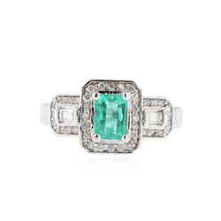 14KT White Gold 0.90 ctw Emerald and Diamond Ring