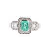 Image 1 : 14KT White Gold 0.90 ctw Emerald and Diamond Ring